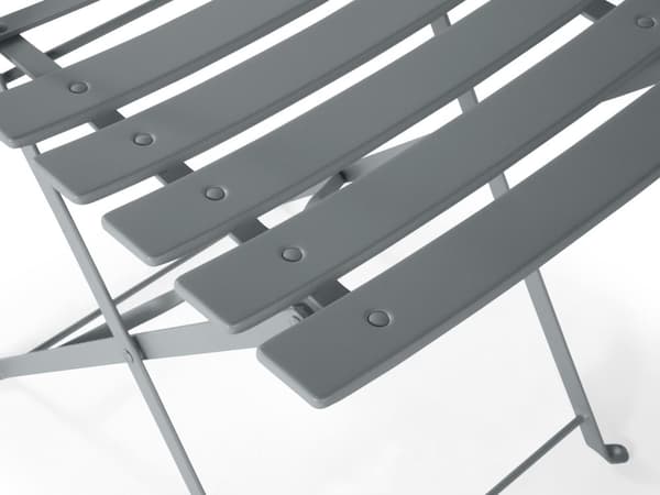 3 Delar Balkongset Grå Metal Bord och 2 Stolar Utomhus
