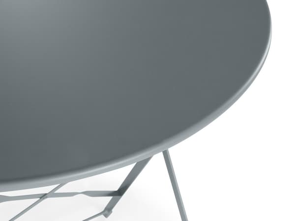3 Delar Balkongset Grå Metal Bord och 2 Stolar Utomhus