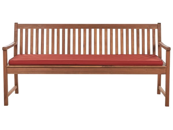 Bänkdyna Röd Tyg 169 x 50 cm Utomhus Trädgård Vattentät Sittdyna