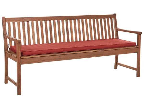 Bänkdyna Röd Tyg 169 x 50 cm Utomhus Trädgård Vattentät Sittdyna