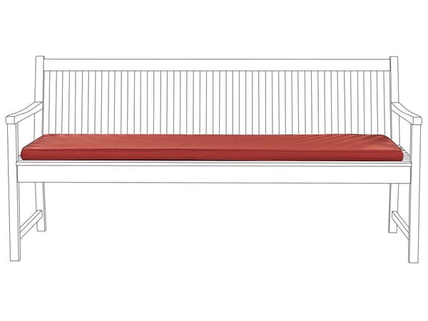 Bänkdyna Röd Tyg 169 x 50 cm Utomhus Trädgård Vattentät Sittdyna