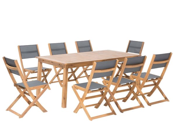 Trädgårdsmöbelset Ljust Akaciaträ Bord 8 Stolar 9 Delar