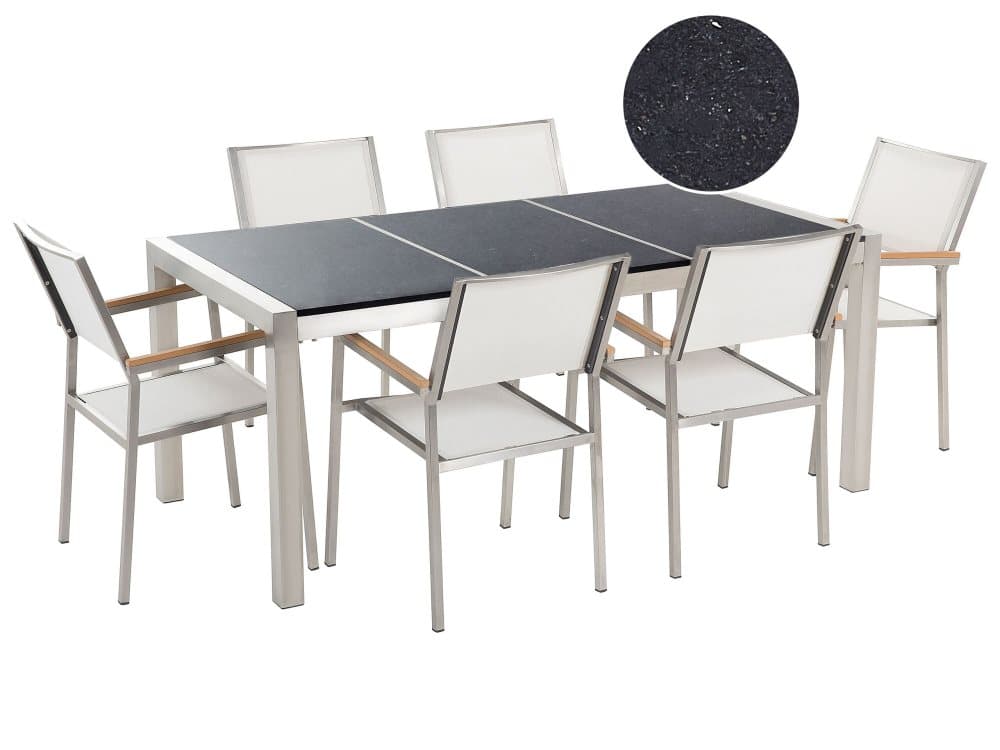 Trädgårdsmöbelset av bord och 6 stolar vit GROSSETO