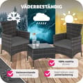 Miniatyrbild 7 av 10: Loungeset/Loungegrupp Luzern i konstrotting 2+1 inkl överdrag i 2 färger - grå