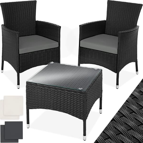 Polyrattan havemøbelsæt Bern - sort