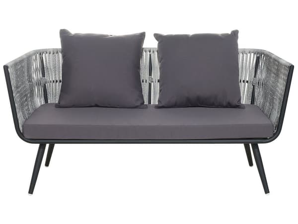 Havemøbelsæt Grå Sort Rattan Stål 4 Personers Moderne Vedligeholdelsesfri Havemøbler Nonwood med Hynder Vandtæt Design Terrasse Have Tilbehør
