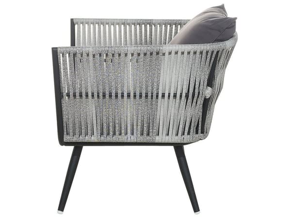 Havemøbelsæt Grå Sort Rattan Stål 4 Personers Moderne Vedligeholdelsesfri Havemøbler Nonwood med Hynder Vandtæt Design Terrasse Have Tilbehør