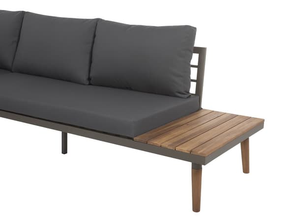 Loungesæt Grå og Mørkt Træ 5 Personers Hjørne Modulær Loungesofa og Sofabord til Terrasse Haven Indretning Tilbehør Minimalistisk