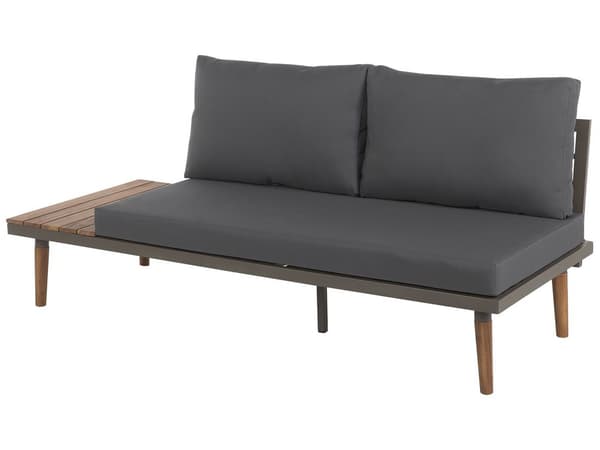 Loungesæt Grå og Mørkt Træ 5 Personers Hjørne Modulær Loungesofa og Sofabord til Terrasse Haven Indretning Tilbehør Minimalistisk