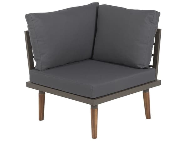 Loungesæt Grå og Mørkt Træ 5 Personers Hjørne Modulær Loungesofa og Sofabord til Terrasse Haven Indretning Tilbehør Minimalistisk