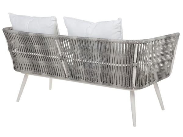 Havemøbelsæt Hvid Grå Rattan Stål 4 Personers Moderne Vedligeholdelsesfri Havemøbler Nonwood med Hynder Vandtæt Design Terrasse Have Tilbehør