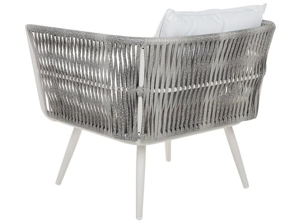 Havemøbelsæt Hvid Grå Rattan Stål 4 Personers Moderne Vedligeholdelsesfri Havemøbler Nonwood med Hynder Vandtæt Design Terrasse Have Tilbehør