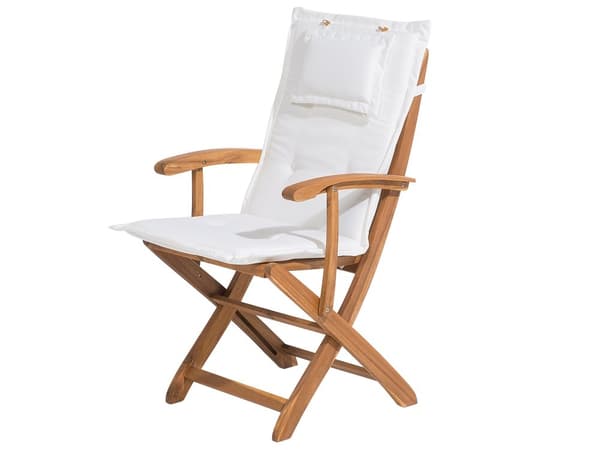 Havemøbelsæt Lyst Akacietræ 160/220 x 100 cm 8 Personers Udendørs Udtræksbord med Hul til Parasol Rustikt Design Klapstole Hynder Terrasse
