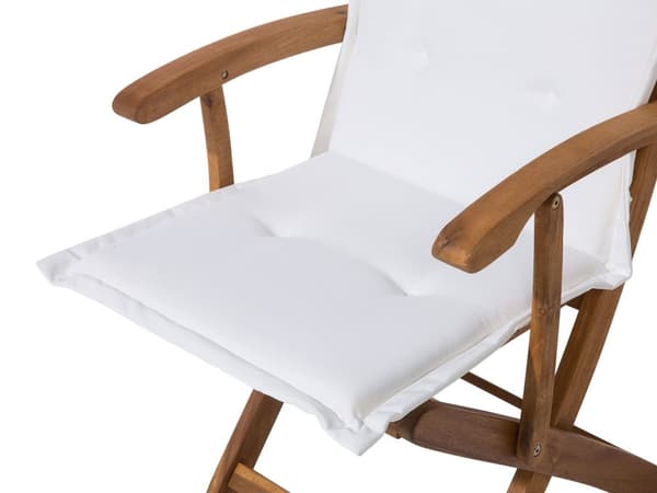 Havemøbelsæt Lyst Akacietræ 160/220 x 100 cm 8 Personers Udendørs Udtræksbord med Hul til Parasol Rustikt Design Klapstole Hynder Terrasse