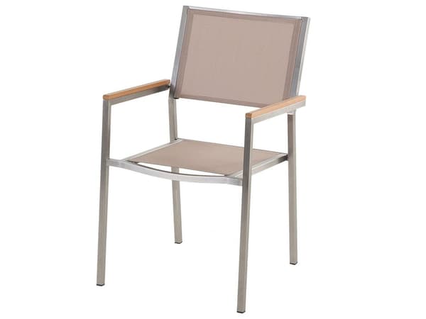 Havemøbelsæt hvid granit metal 180 cm havebord 6 stole Havebord havestol Industriel Moderne Design Sæt Udendørs Møbler granitlook sten