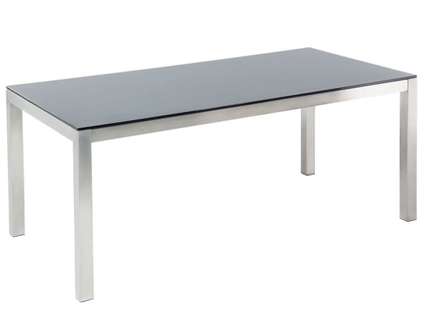 Havemøbelsæt hvid granit metal 180 cm havebord 6 stole Havebord havestol Industriel Moderne Design Sæt Udendørs Møbler granitlook sten