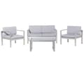 Miniatyrbillede 1 af 11: Loungesæt Lysegrå Metal 2 Personers Havesofa Udendørs Havestole Sædehynder til Terrasse Have Nonwood Vedligeholdelsesfrit