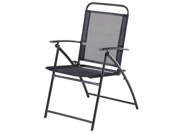 Udendørs Spisebordssæt Sort Stål 5 Stykker Bordklapstole 4 Personers Moderne Stil