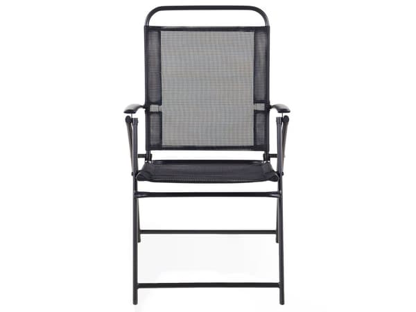 Udendørs Spisebordssæt Sort Stål 5 Stykker Bordklapstole 4 Personers Moderne Stil