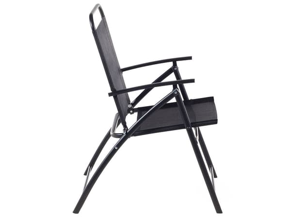 Udendørs Spisebordssæt Sort Stål 5 Stykker Bordklapstole 4 Personers Moderne Stil