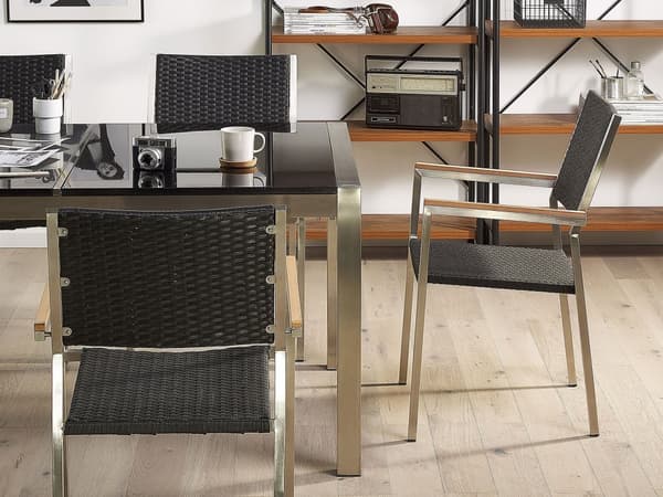 Have Spisebordssæt Sort med Sort Granitbordplade 6 Sæder 180 x 90 cm