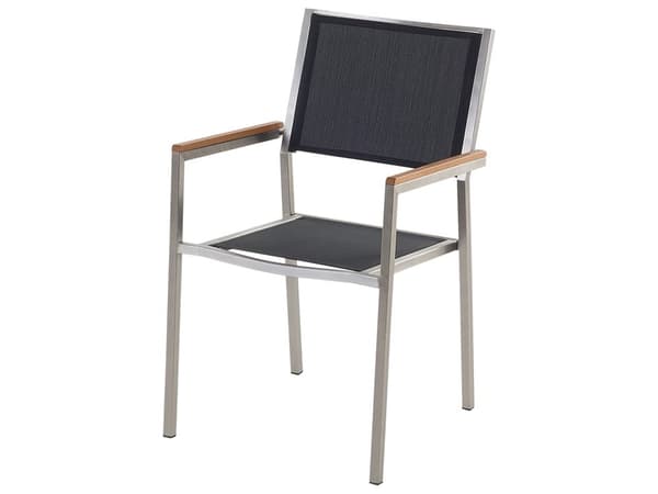 Have Spisebordssæt Sort med Grå Granitbordplade 6 Sæder 180 x 90 cm