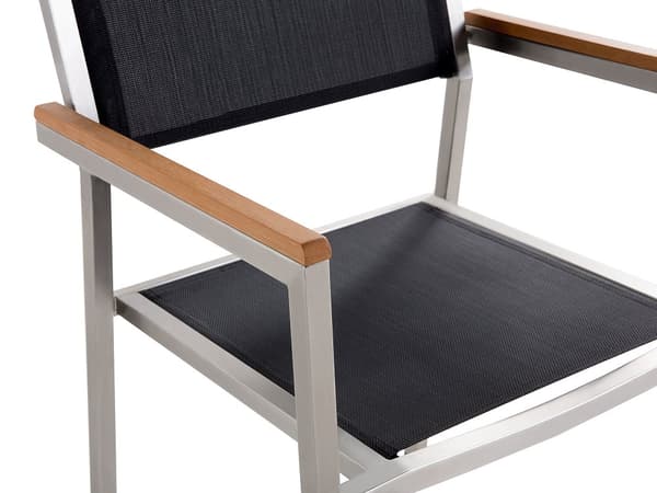 Have Spisebordssæt Sort med Grå Granitbordplade 6 Sæder 180 x 90 cm