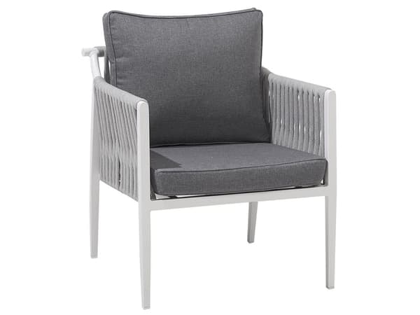 Havemøbelsæt Hvid Grå Aluminium og Polyester 2 Personers Loungesæt med Lænestole og Hynder Sofabord til Udendørs Terrasse Have Indretning