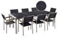 Miniatyrbillede 1 af 11: Have Spisebordssæt Sort med Sort Granitbordplade 8 Sæder 220 x 100 cm