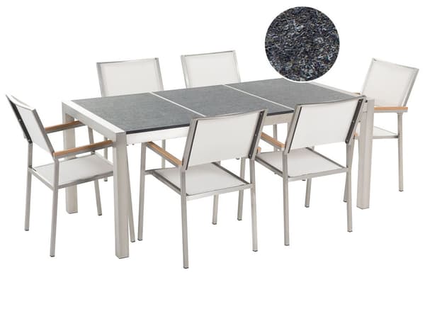 Have Spisebordssæt Hvid med Brændt Basalt Bordplade 6 Sæder 180 x 90 cm