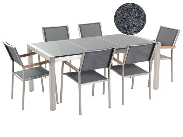 Have Spisebordssæt Gråt med Grå Granitbordplade 6 Sæder 180 x 90 cm