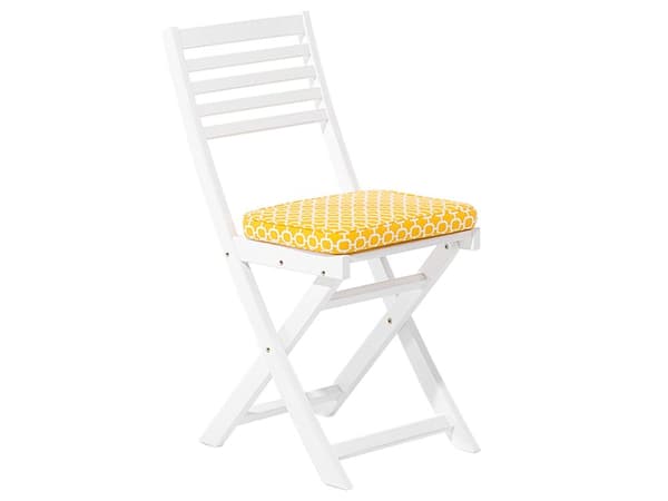 Cafesæt Hvid Akacietræ 60 x 60 x 75 cm Små Klapstole Sammenklappeligt Klapbord til Altan Terrasse Have med Hynder Fold ud Funktion Udendørs