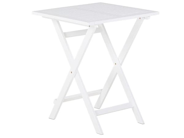 Cafesæt Hvid Akacietræ 60 x 60 x 75 cm Små Klapstole Sammenklappeligt Klapbord til Altan Terrasse Have med Hynder Fold ud Funktion Udendørs