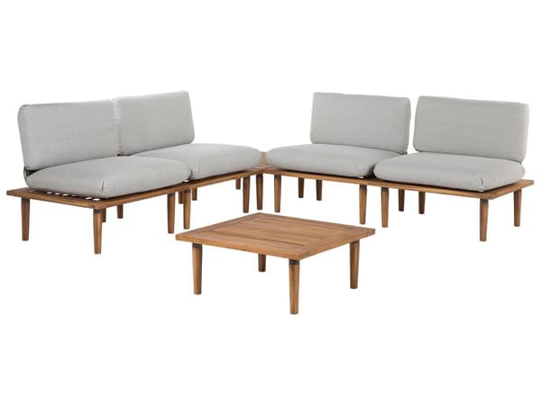 Havemøbelsæt Lyst Akacietræ 4 Personers Modul Lænestole Loungesæt Multifunktionel Havebord til Terrasse Have Indretning Vejr Bestandig UV