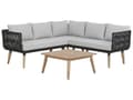 Miniatyrbillede 4 af 11: Havesofa Grå Polyester Lyst Akacietræ 5 Personers 211 x 200 x 74 cm Sæt Vinkelform Hjørnesofa Lounge Havebord Reb Design Indendørs Udendørs