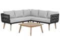 Miniatyrbillede 5 af 11: Havesofa Grå Polyester Lyst Akacietræ 5 Personers 211 x 200 x 74 cm Sæt Vinkelform Hjørnesofa Lounge Havebord Reb Design Indendørs Udendørs