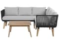 Miniatyrbillede 1 af 11: Havesofa Grå Polyester Lyst Akacietræ 5 Personers 211 x 200 x 74 cm Sæt Vinkelform Hjørnesofa Lounge Havebord Reb Design Indendørs Udendørs