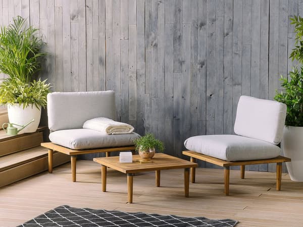 Havemøbelsæt Lyst Akacietræ 2 Personers Modul Lænestole Loungesæt Multifunktionel Havebord til Terrasse Have Indretning Vejr Bestandig UV