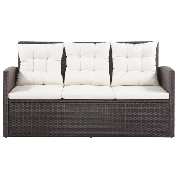 vidaXL haveloungesæt 5 dele med hynder polyrattan brun