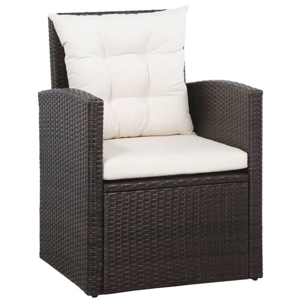 vidaXL haveloungesæt 5 dele med hynder polyrattan brun