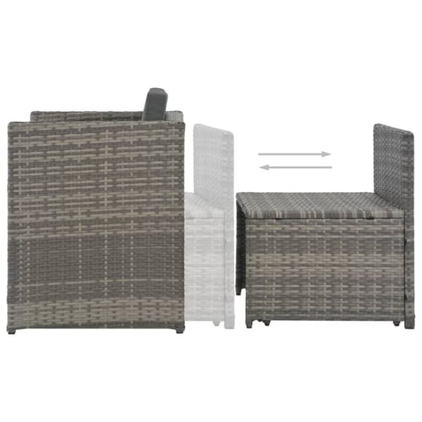 vidaXL udendørs spisebordssæt 7 dele med hynder polyrattan grå