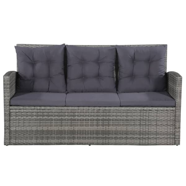vidaXL Loungegrupp för trädgården med dynor 6 delar konstrotting grå