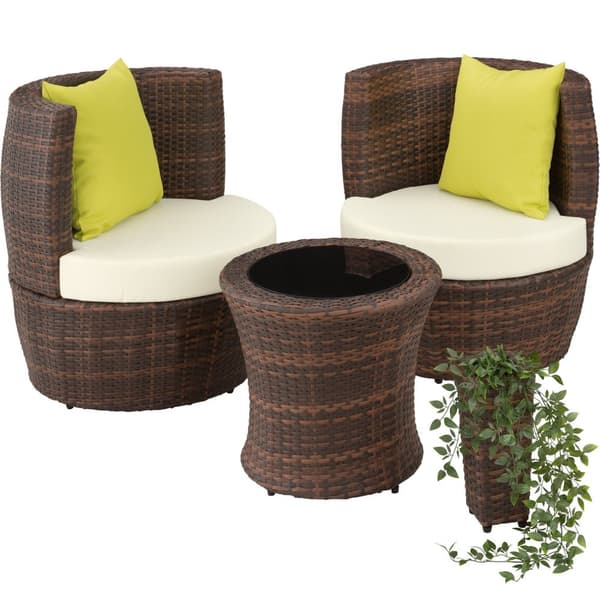 Polyrattan loungesæt Nizza - sort/brun