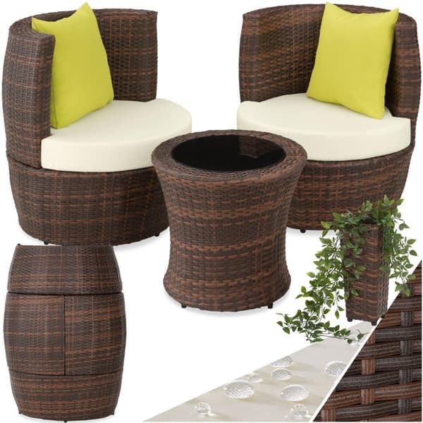 Polyrattan loungesæt Nizza - sort/brun