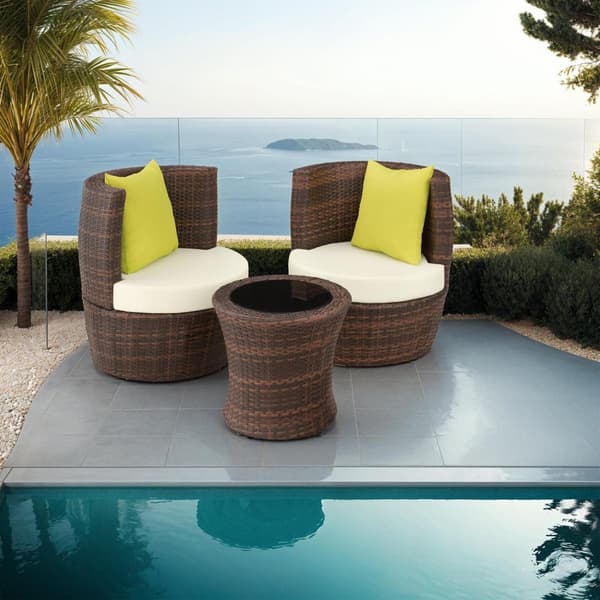 Loungeset/Loungegrupp i konstrotting Nice 2+1+1 - svart/brun
