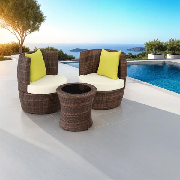Loungeset/Loungegrupp i konstrotting Nice 2+1+1 - svart/brun