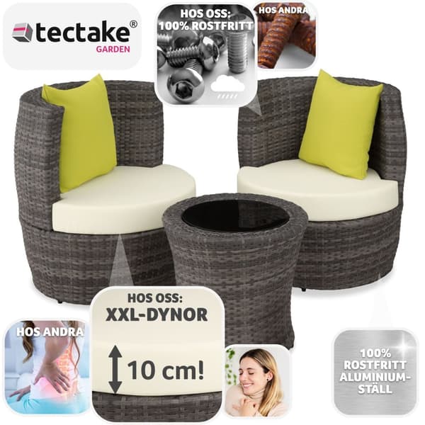 Loungeset/Loungegrupp i konstrotting Nice 2+1+1 - grå