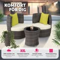 Miniatyrbild 4 av 10: Loungeset/Loungegrupp i konstrotting Nice 2+1+1 - grå