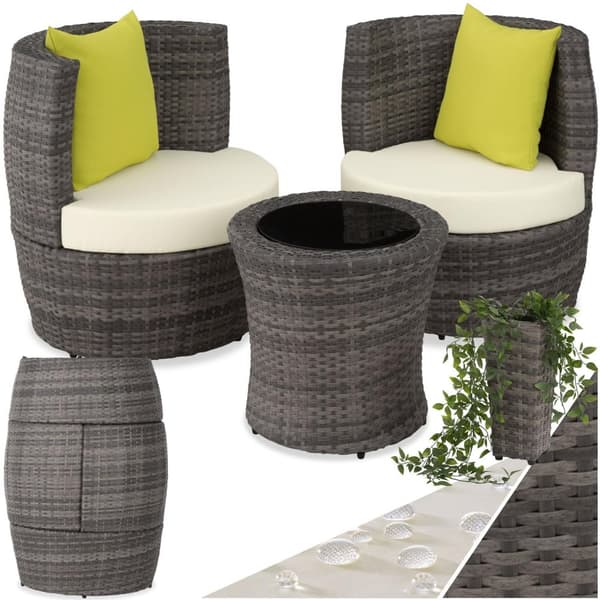 Loungeset/Loungegrupp i konstrotting Nice 2+1+1 - grå