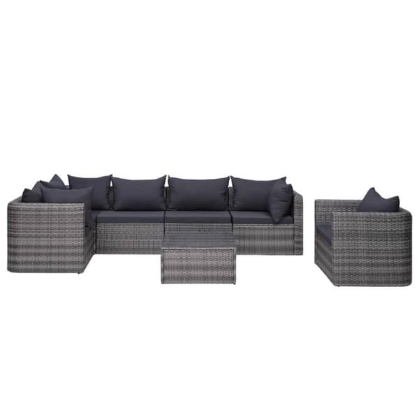 vidaXL havesofasæt i 7 dele med hynder og puder polyrattan grå
